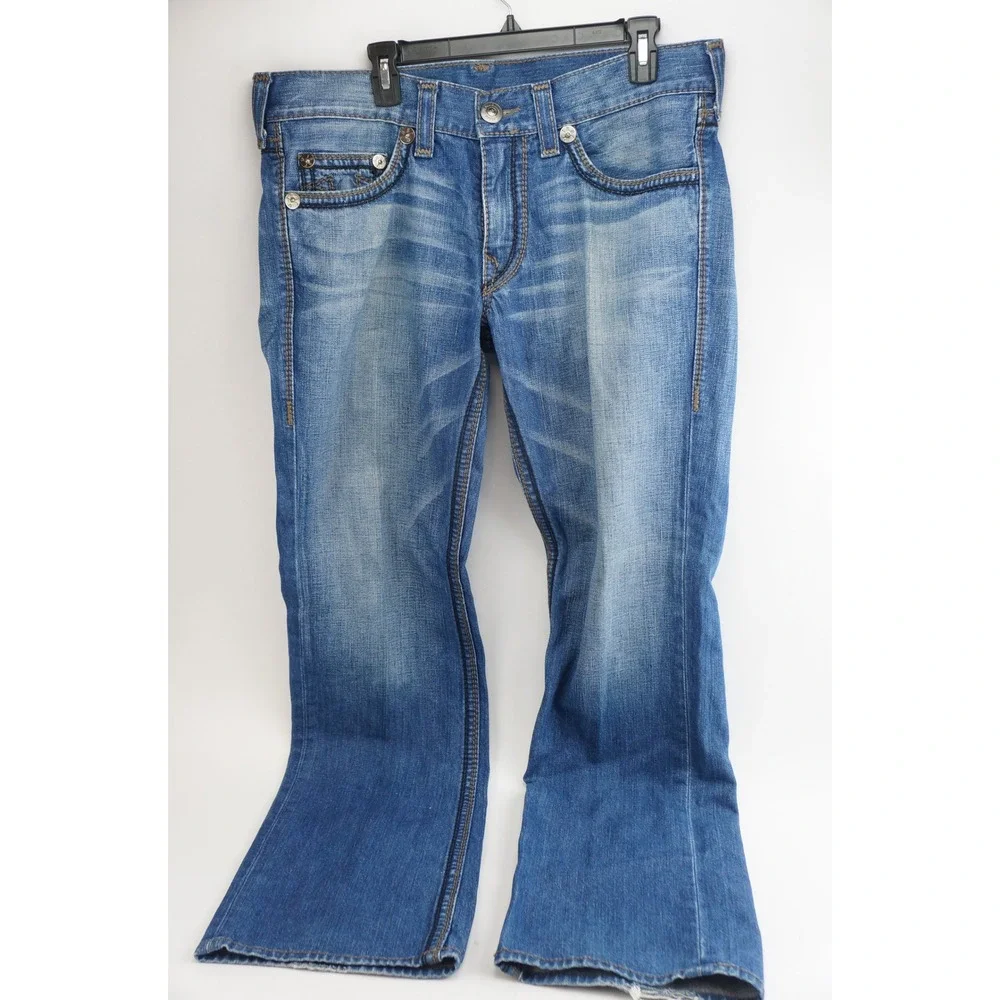 True Religion Bobby Big QT Jeans Mens 36 Blue Straight Leg Made‎ in USA Good